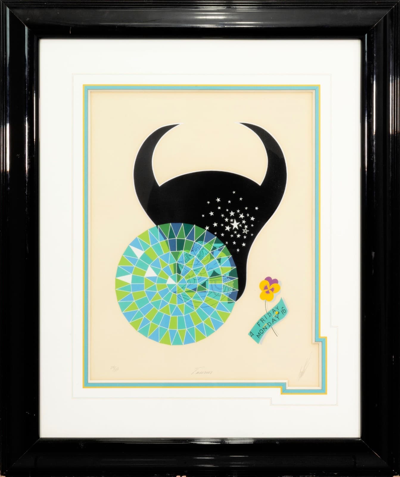 Erte Taurus From The Zodiac Series 1982 Signed Screenprint 298/350 Art Deco