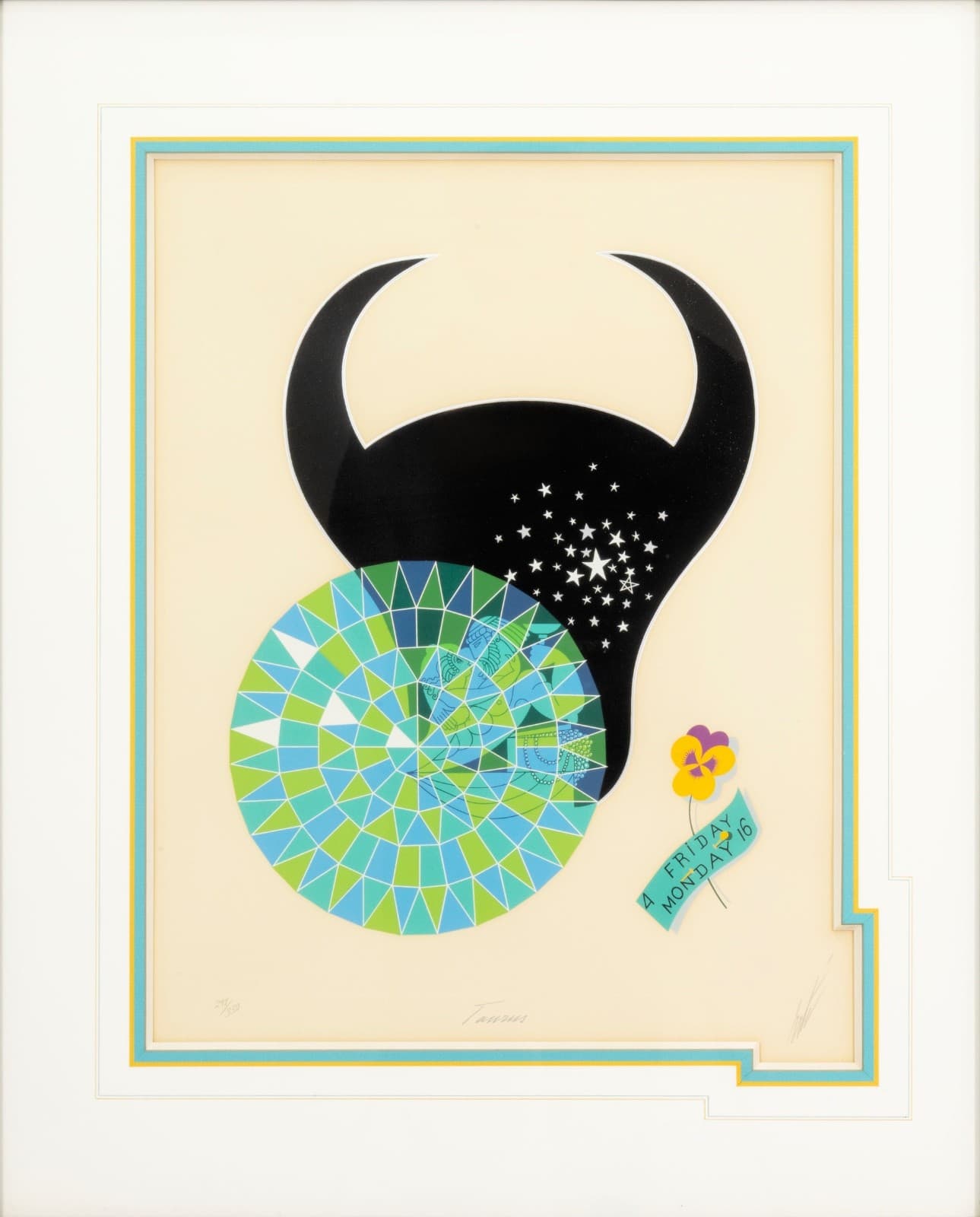 Erte Taurus From The Zodiac Series 1982 Signed Screenprint 298/350 Art Deco - Thumbnail 2