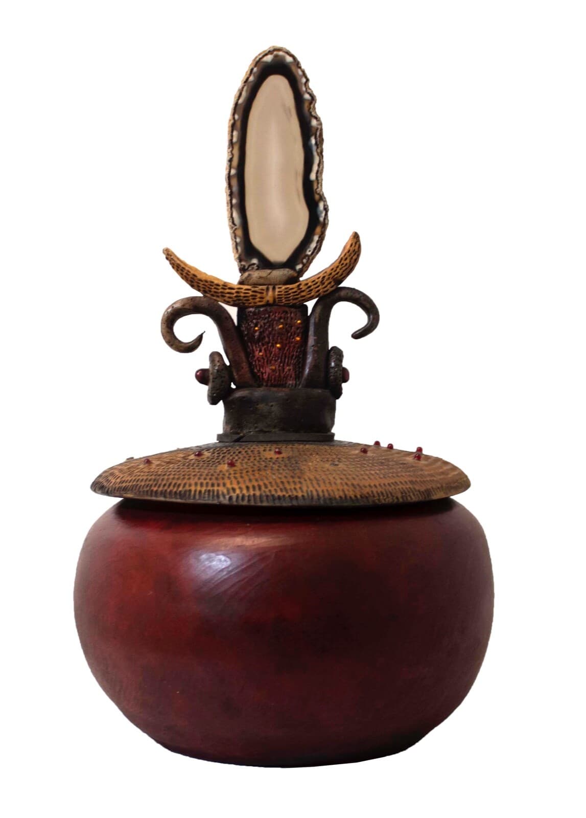 Vicki Grant Ceramic Vessel Embellished with Brazilian Agate