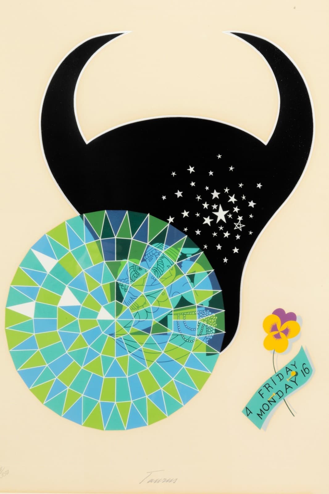 Erte Taurus From The Zodiac Series 1982 Signed Screenprint 298/350 Art Deco - Thumbnail 4