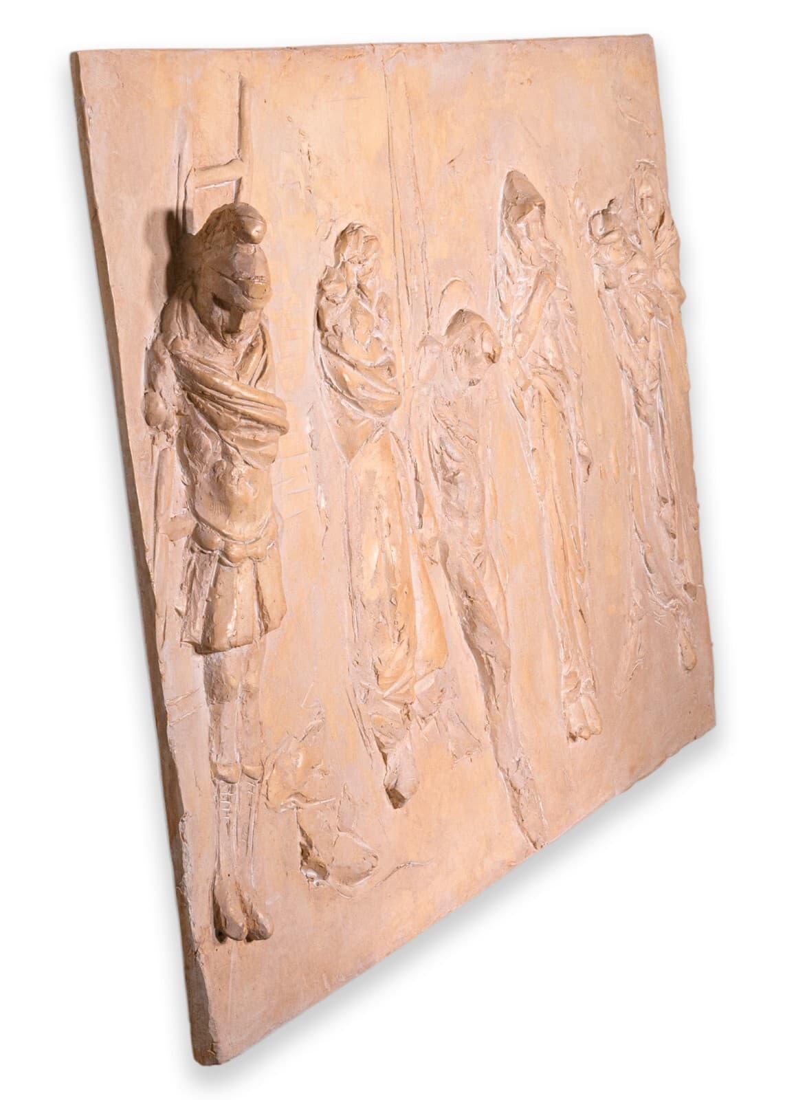 Sergio de Giusti Signed Bas Relief Figurative Religious Ceramic Sculpture 1985 - Thumbnail 2