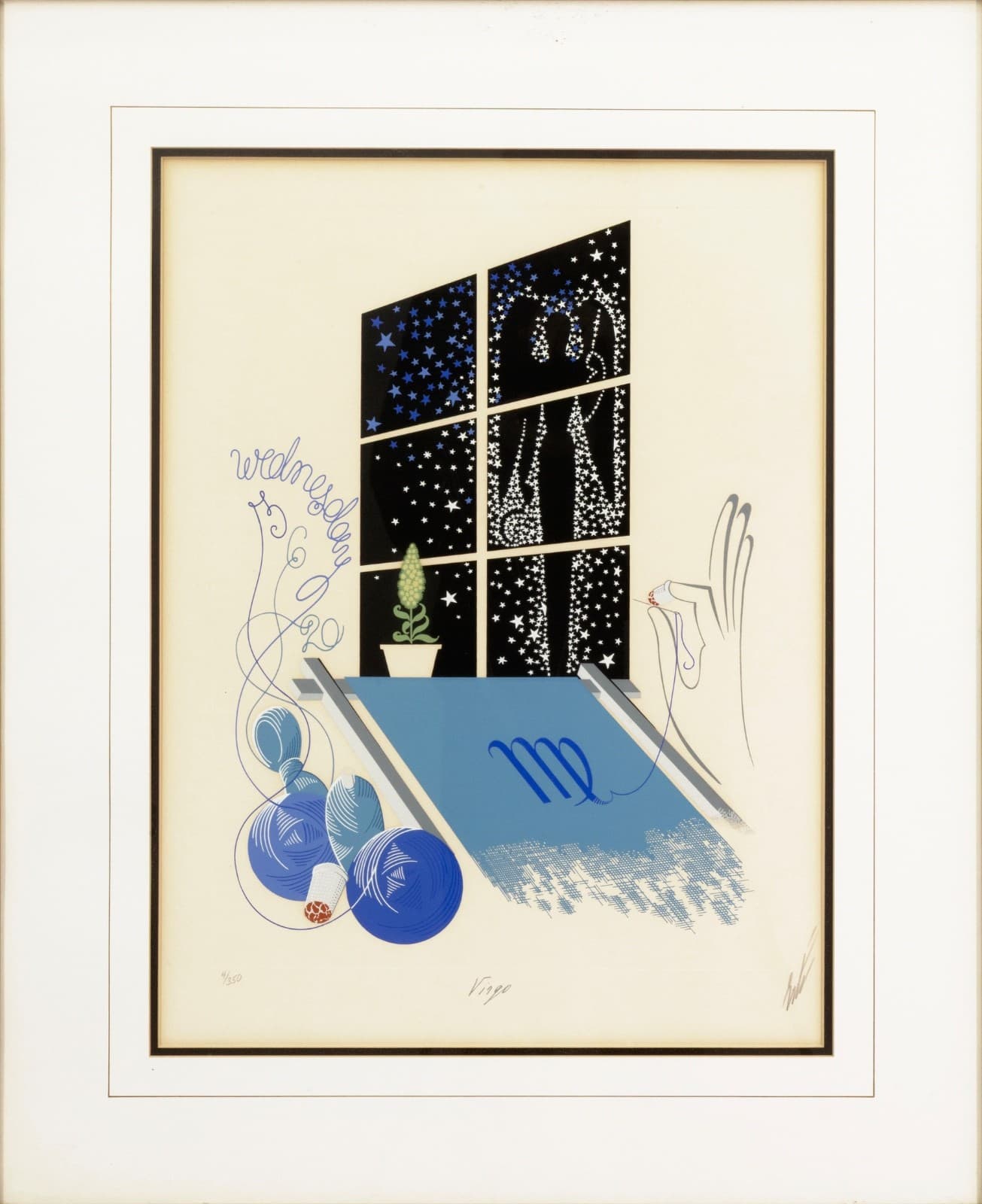 Erte Virgo From The Zodiac Series 1982 Signed Screenprint 4/350 Art Deco Style - Thumbnail 2