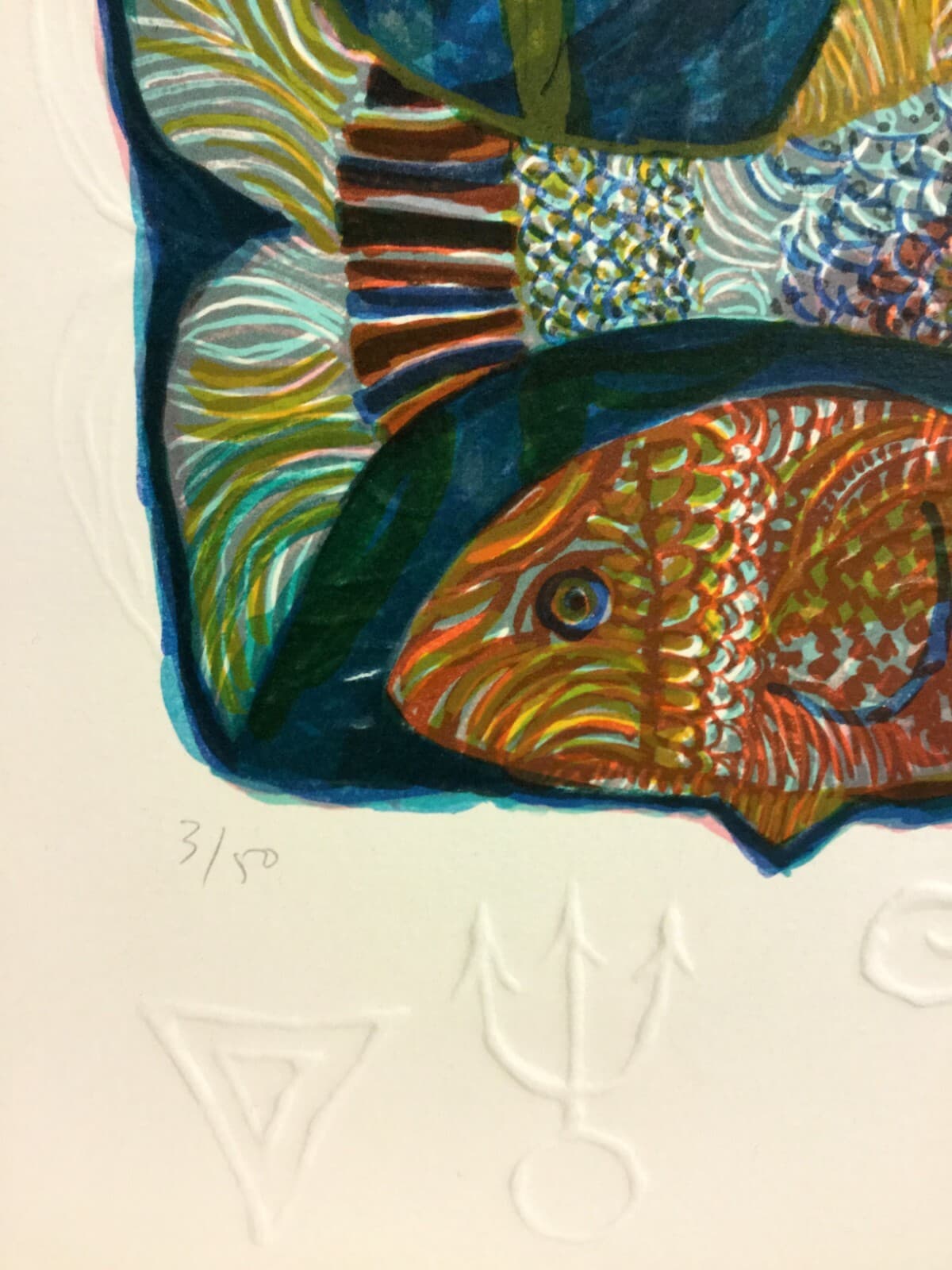 Mid Century Modern Unframed Pisces Zodiac Judith Bledsoe Hand Signed Lithograph - Thumbnail 4