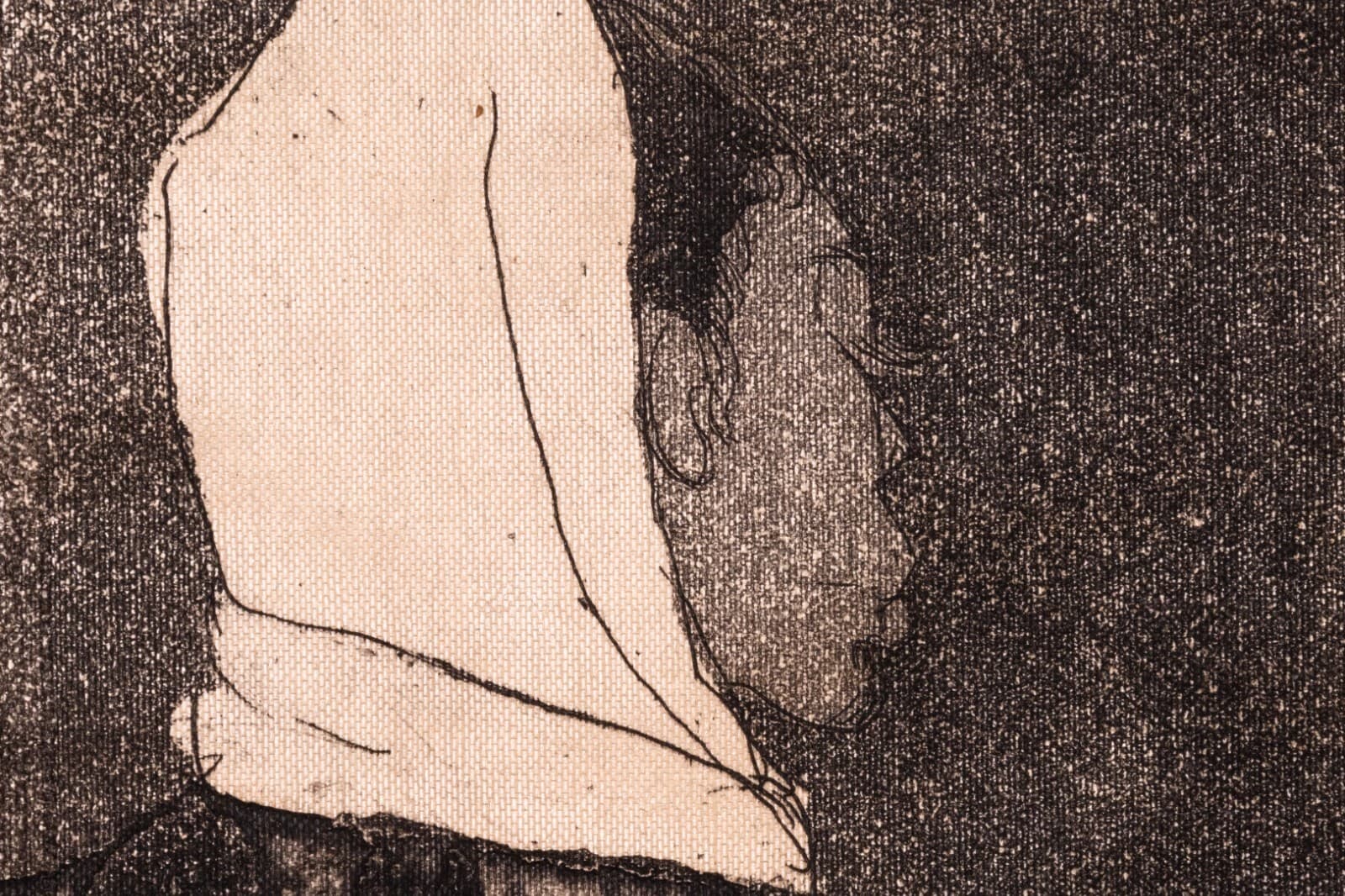 Anne Marie Persov White Babushka Signed Modern Figurative Aquatint Etching 1961 - Thumbnail 4
