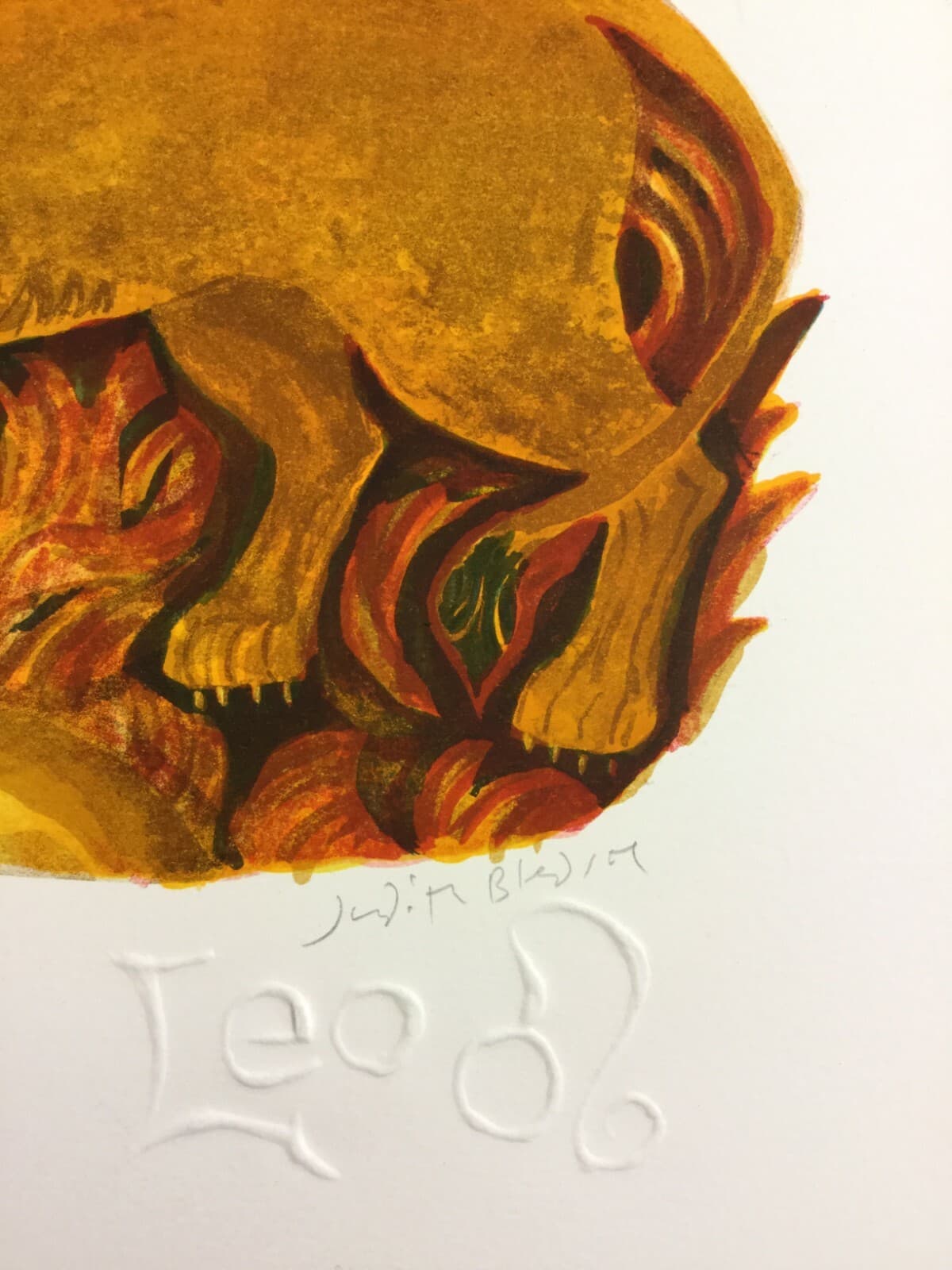 Mid Century Modern Unframed Leo Lion Judith Bledsoe Hand Signed Lithograph - Thumbnail 3