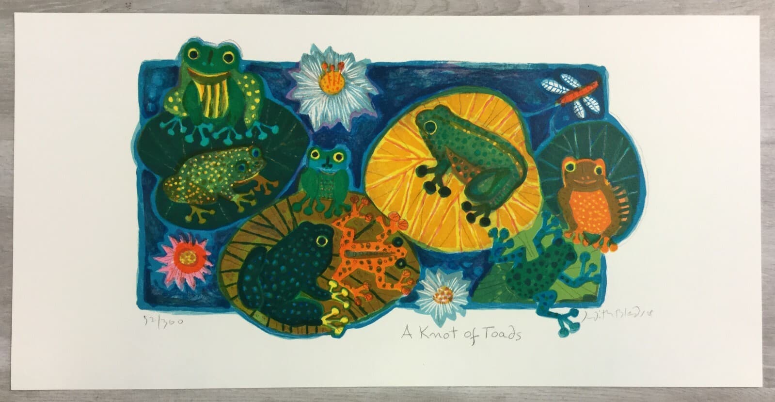 Mid Century Modern Unframed Knot of Toads Judith Bledsoe Signed Lithograph - Thumbnail 2
