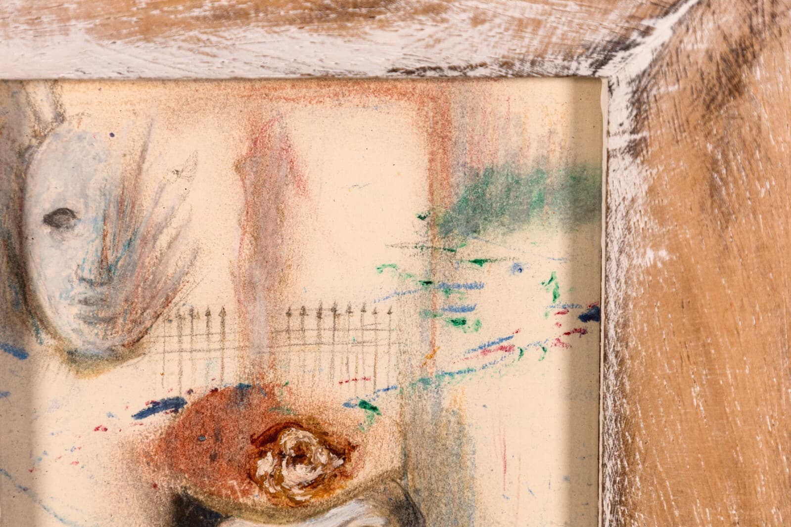 Betty Woodward-Bosley Signed Surrealist Woman in Hat Drawing on Paper Framed - Thumbnail 4