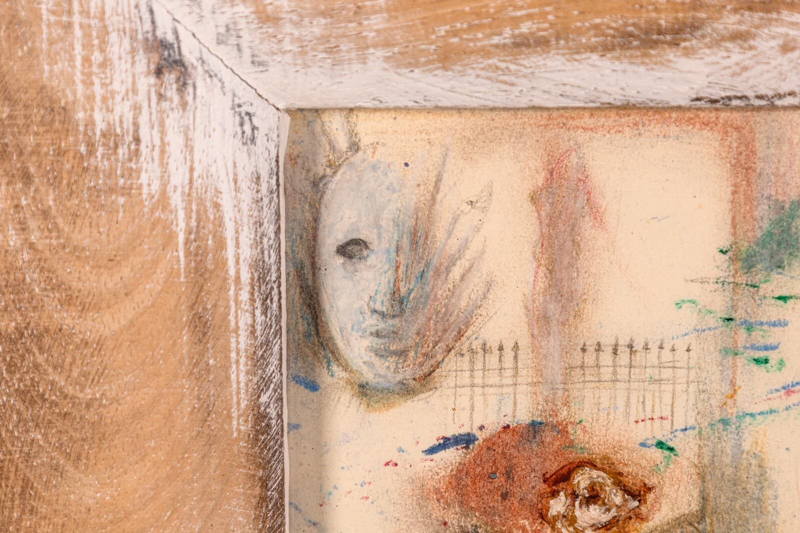Betty Woodward-Bosley Signed Surrealist Woman in Hat Drawing on Paper Framed - Thumbnail 3