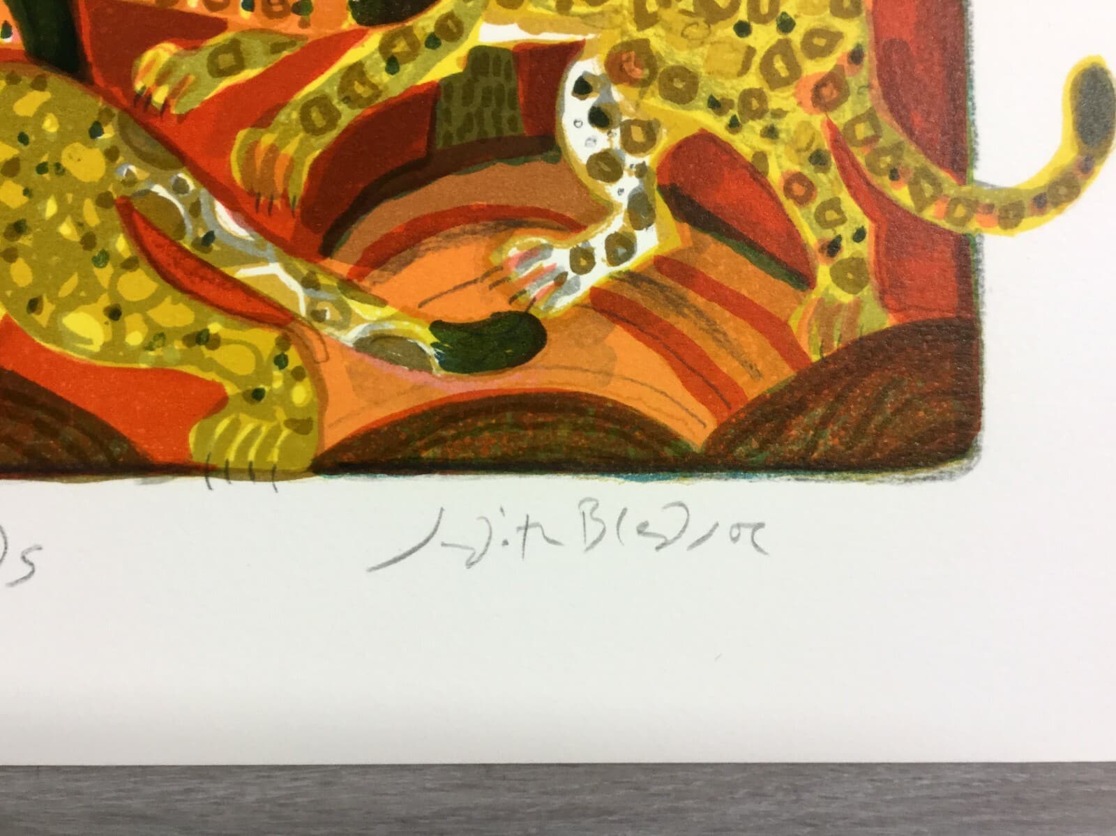 Mid Century Modern Unframed Leap of Leopards Judith Bledsoe Signed Lithograph - Thumbnail 4