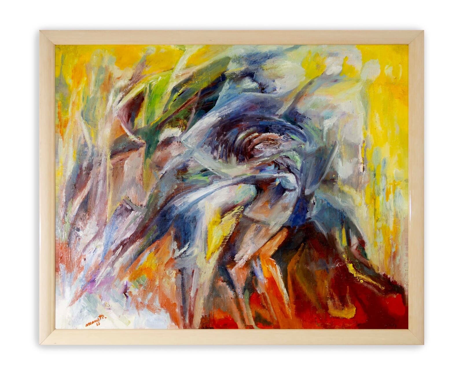 Manette Van Hamel Signed Abstract Expressionist Oil Painting on Canvas 1970s