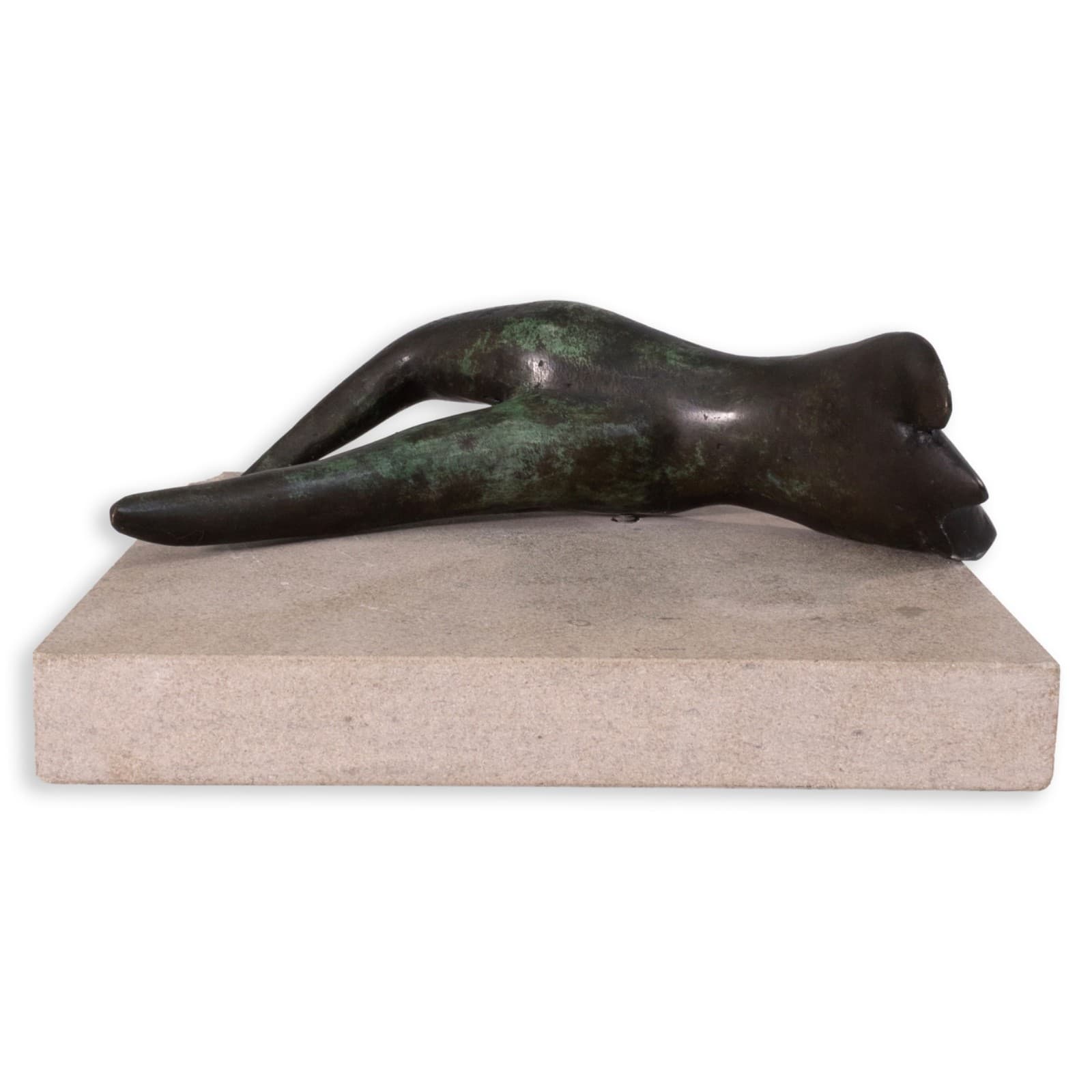Richard Kozlow - Untitled, 1996 Figurative Green Bronze Sculpture On Cement Base - Thumbnail 2