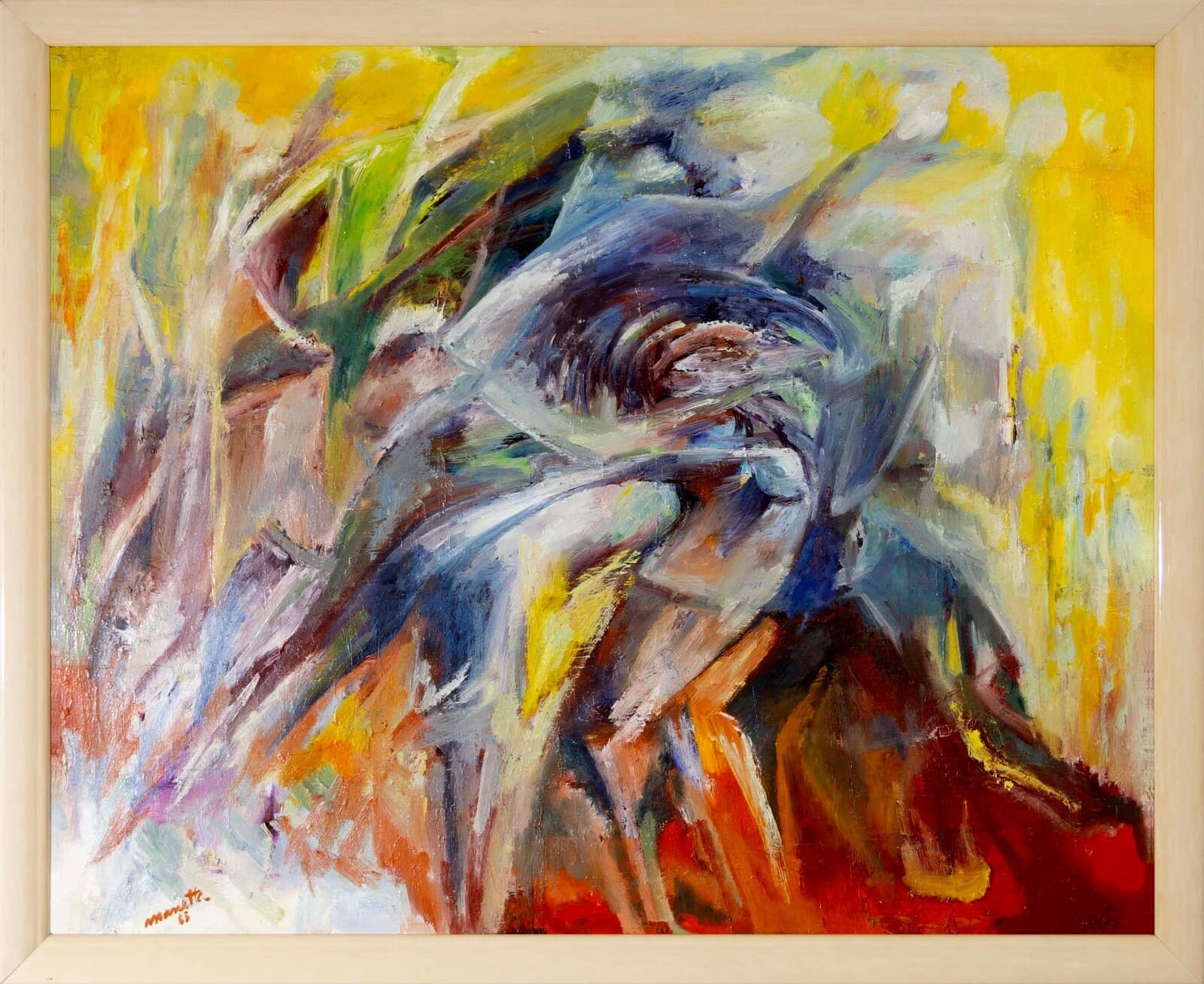 Manette Van Hamel Signed Abstract Expressionist Oil Painting on Canvas 1970s - Thumbnail 2