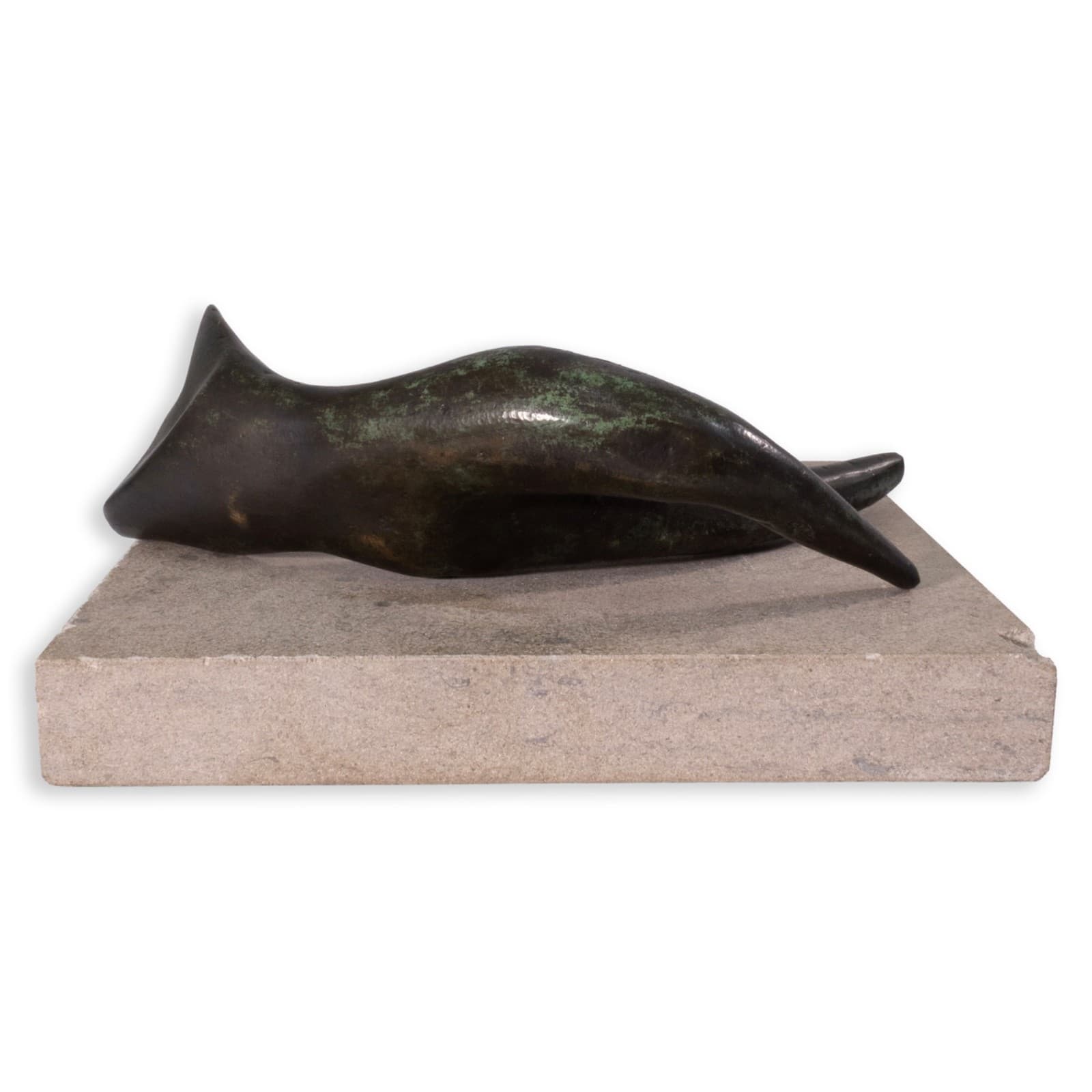 Richard Kozlow - Untitled, 1996 Figurative Green Bronze Sculpture On Cement Base - Thumbnail 4