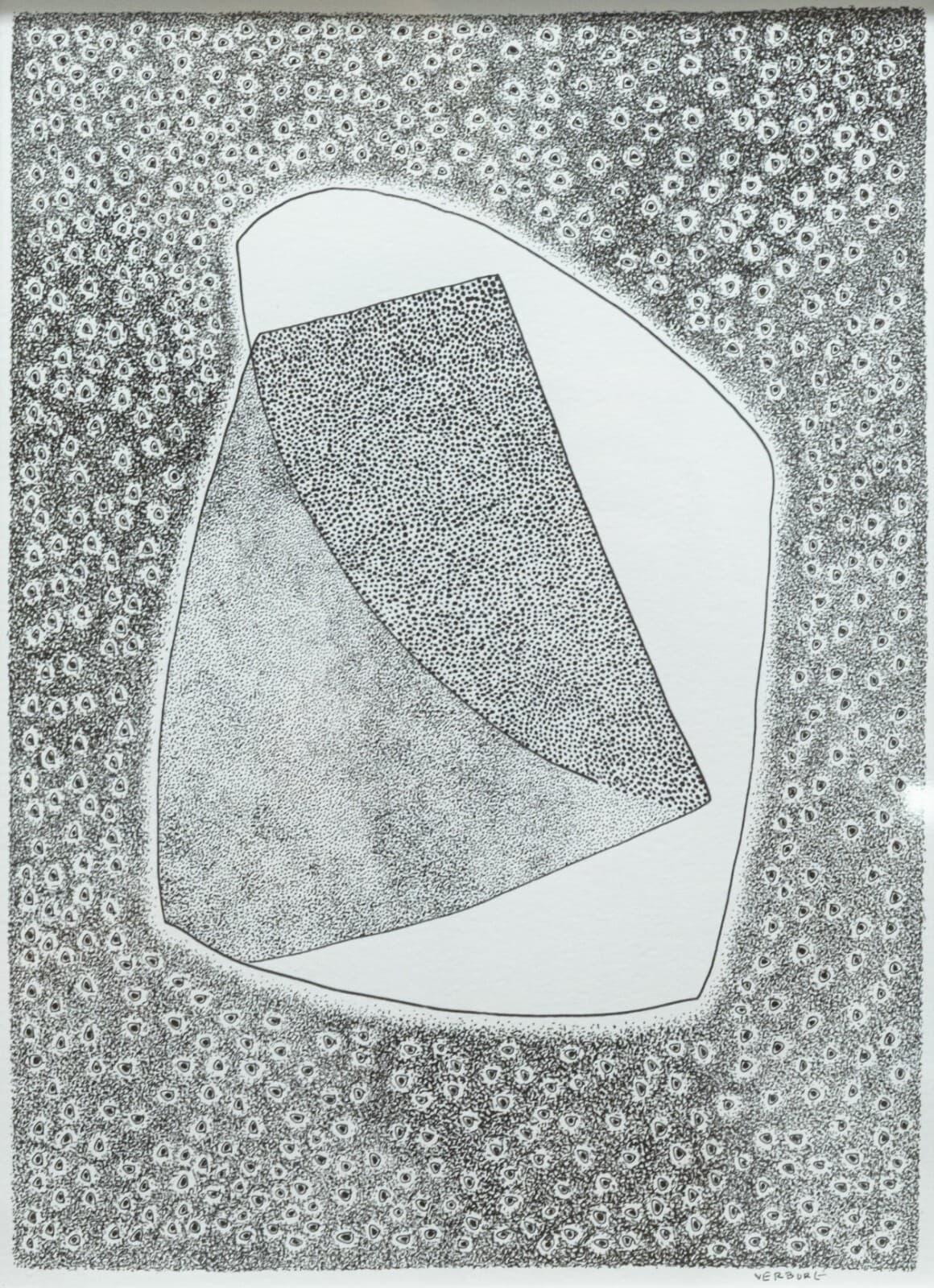 Paul VerBurg Signed Contemporary Memphis Pen & Ink Drawing on Paper Framed - Thumbnail 2
