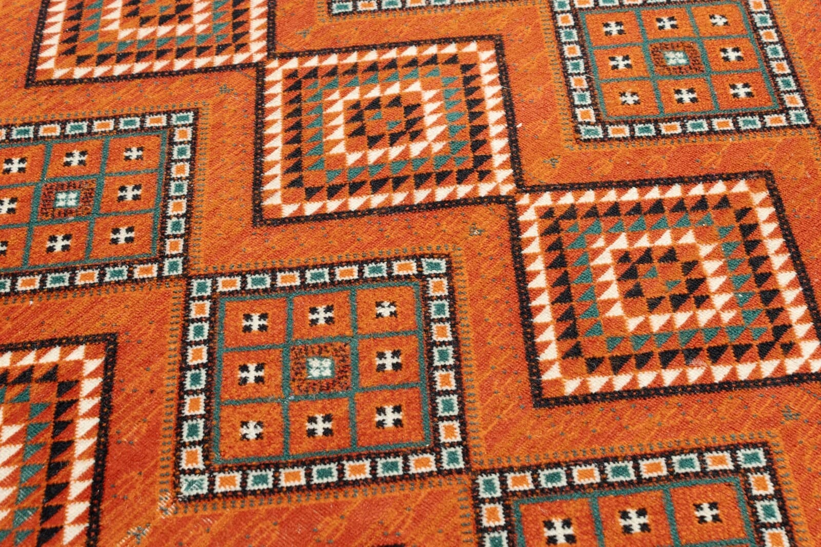 Rectangular Orange Stark Studio Wool Area Rug Geometric Square Design 10'9 x 6 - Thumbnail 5