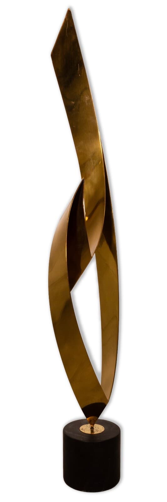 Curtis Jere 1980s Brass on Marble Base Ribbon Heart Flame Table Floor Sculpture - Thumbnail 2