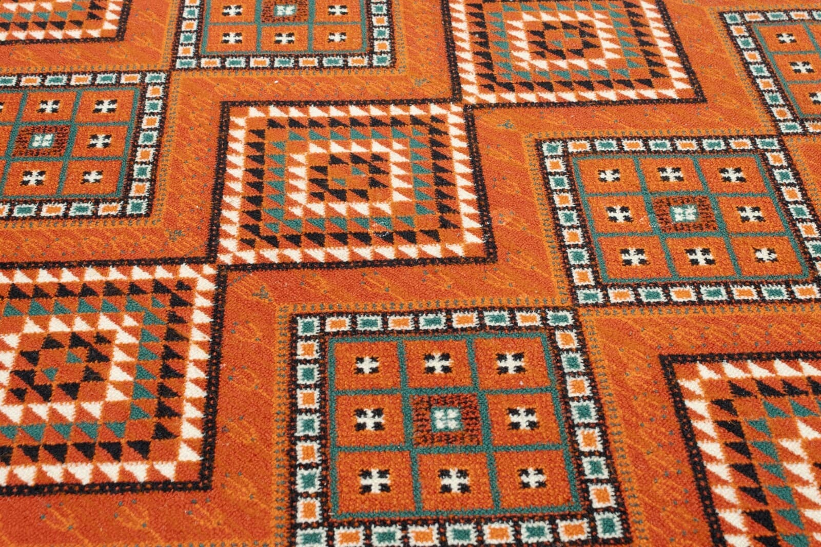 Rectangular Orange Stark Studio Wool Area Rug Geometric Square Design 10'9 x 6 - Thumbnail 3