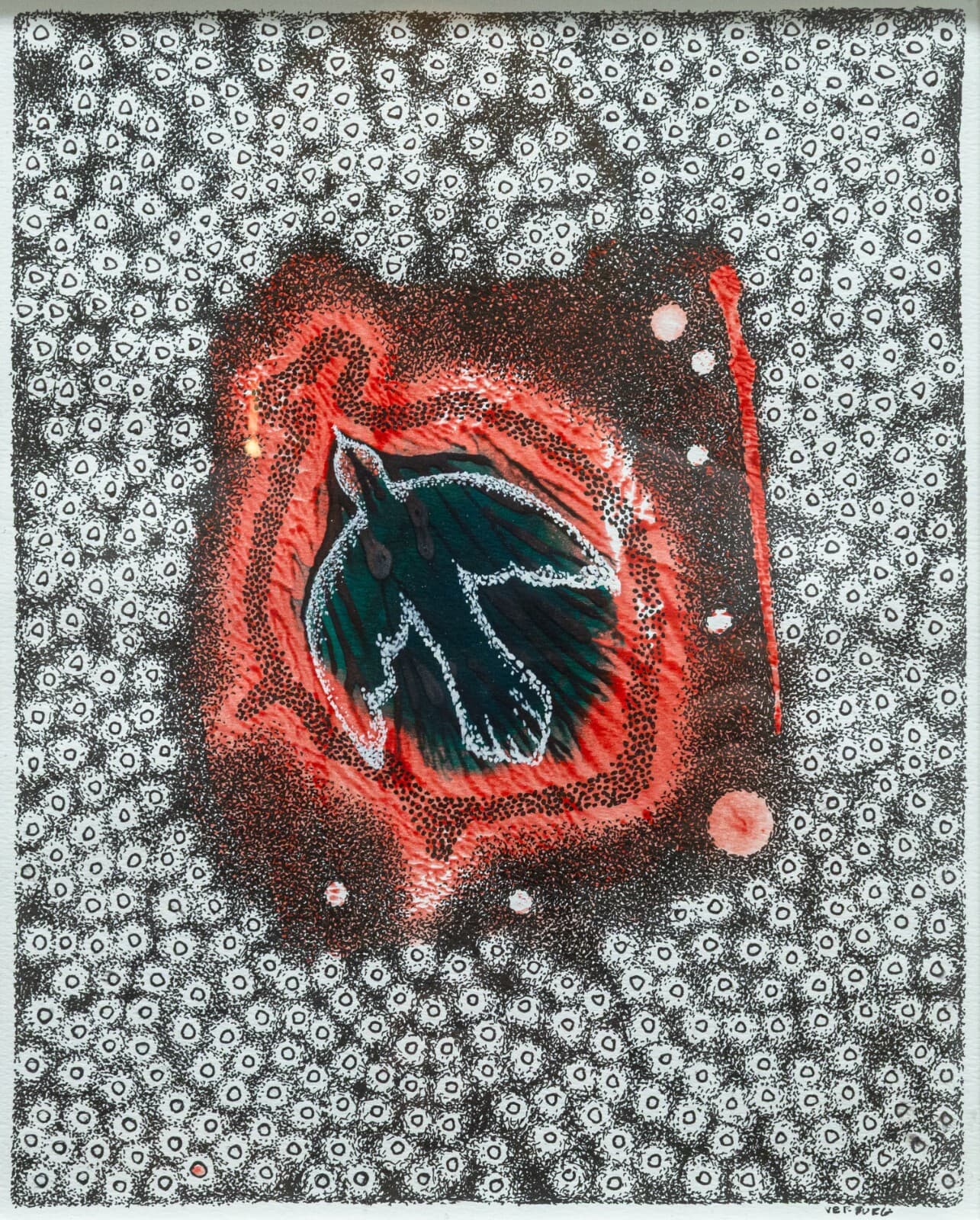 Paul VerBurg Untitled 46 Signed Contemporary Pen & Ink over Acrylic Monoprint - Thumbnail 2