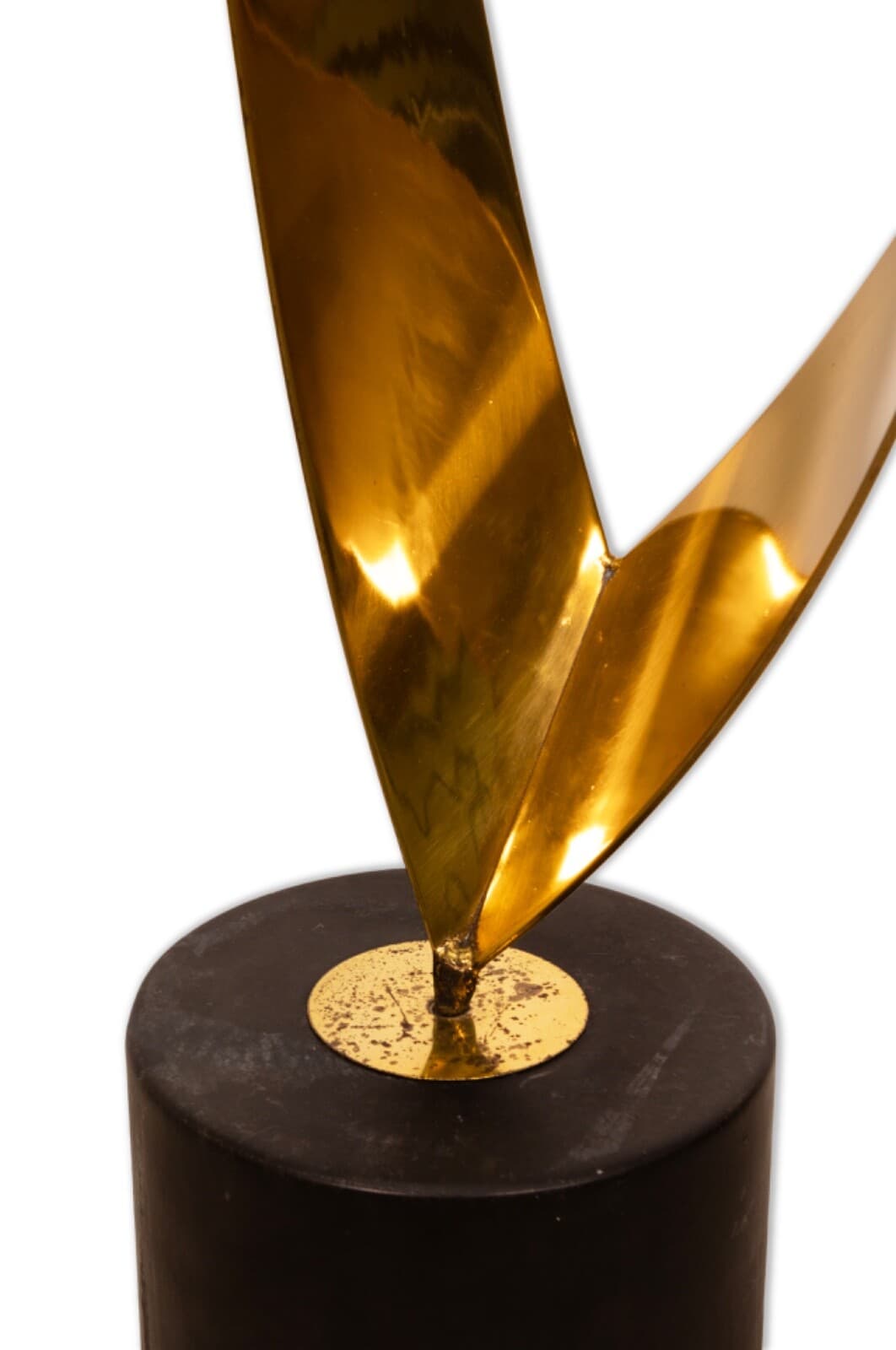 Curtis Jere 1980s Brass on Marble Base Ribbon Heart Flame Table Floor Sculpture - Thumbnail 6