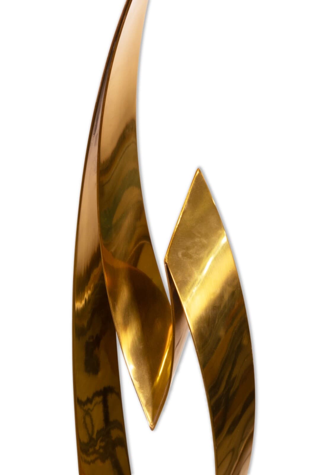Curtis Jere 1980s Brass on Marble Base Ribbon Heart Flame Table Floor Sculpture - Thumbnail 4
