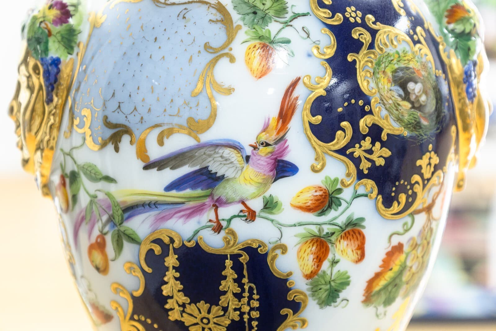 Pair of Antique 19th Century Hand Painted Floral White Porcelain Ceramic Vases - Thumbnail 6