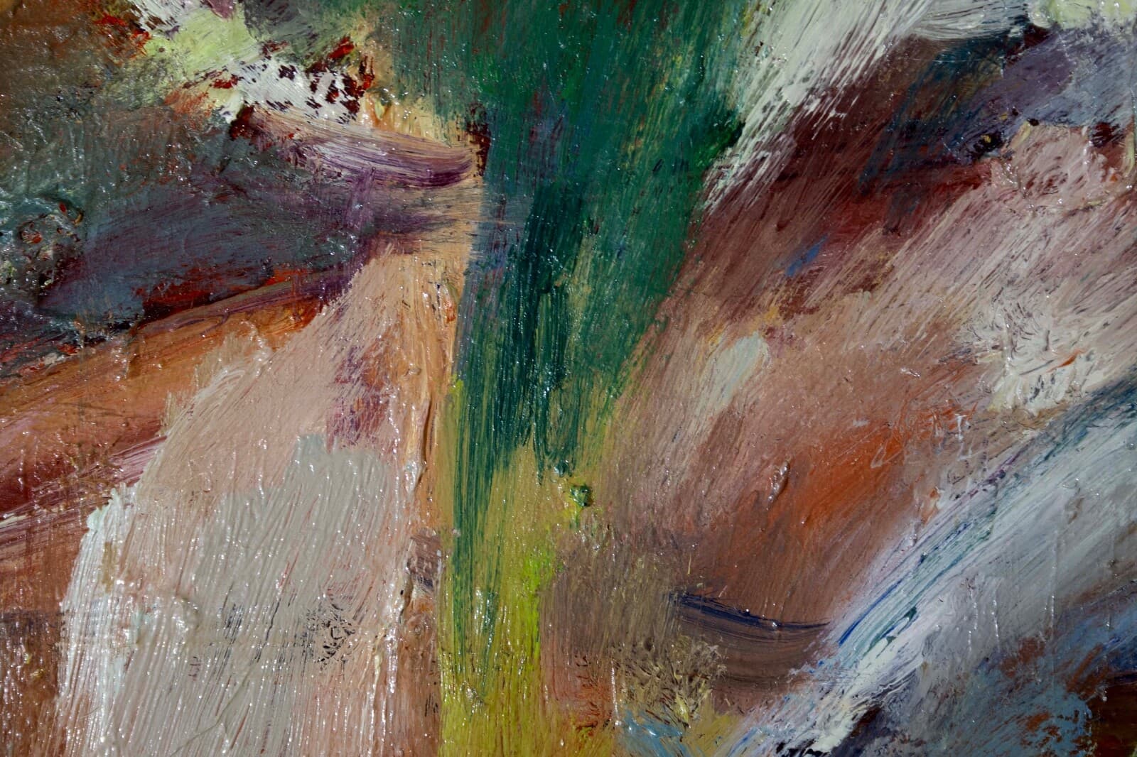 Manette Van Hamel Signed Abstract Expressionist Oil Painting on Canvas 1970s - Thumbnail 5