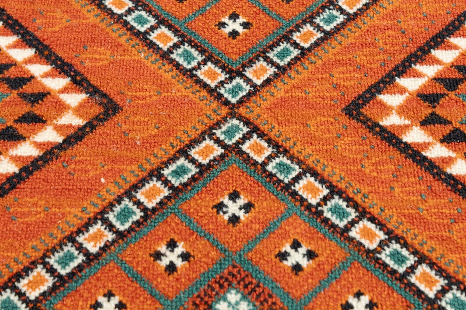 Rectangular Orange Stark Studio Wool Area Rug Geometric Square Design 10'9 x 6 - Thumbnail 4