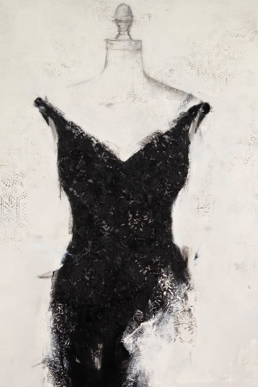 Andrea Stajan-Ferkul An Affair With Black Signed Mixed Media Painting On Canvas - Thumbnail 2