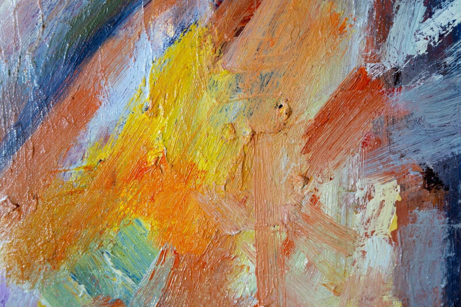 Manette Van Hamel Signed Abstract Expressionist Oil Painting on Canvas 1970s - Thumbnail 6
