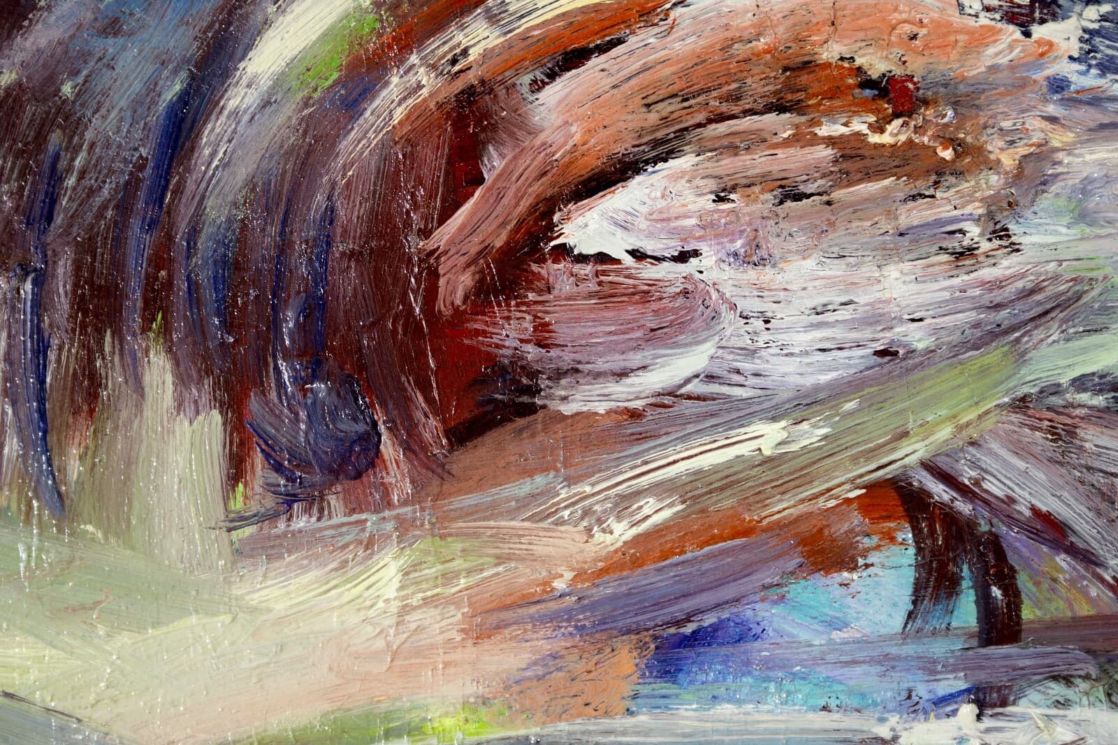 Manette Van Hamel Signed Abstract Expressionist Oil Painting on Canvas 1970s - Thumbnail 4