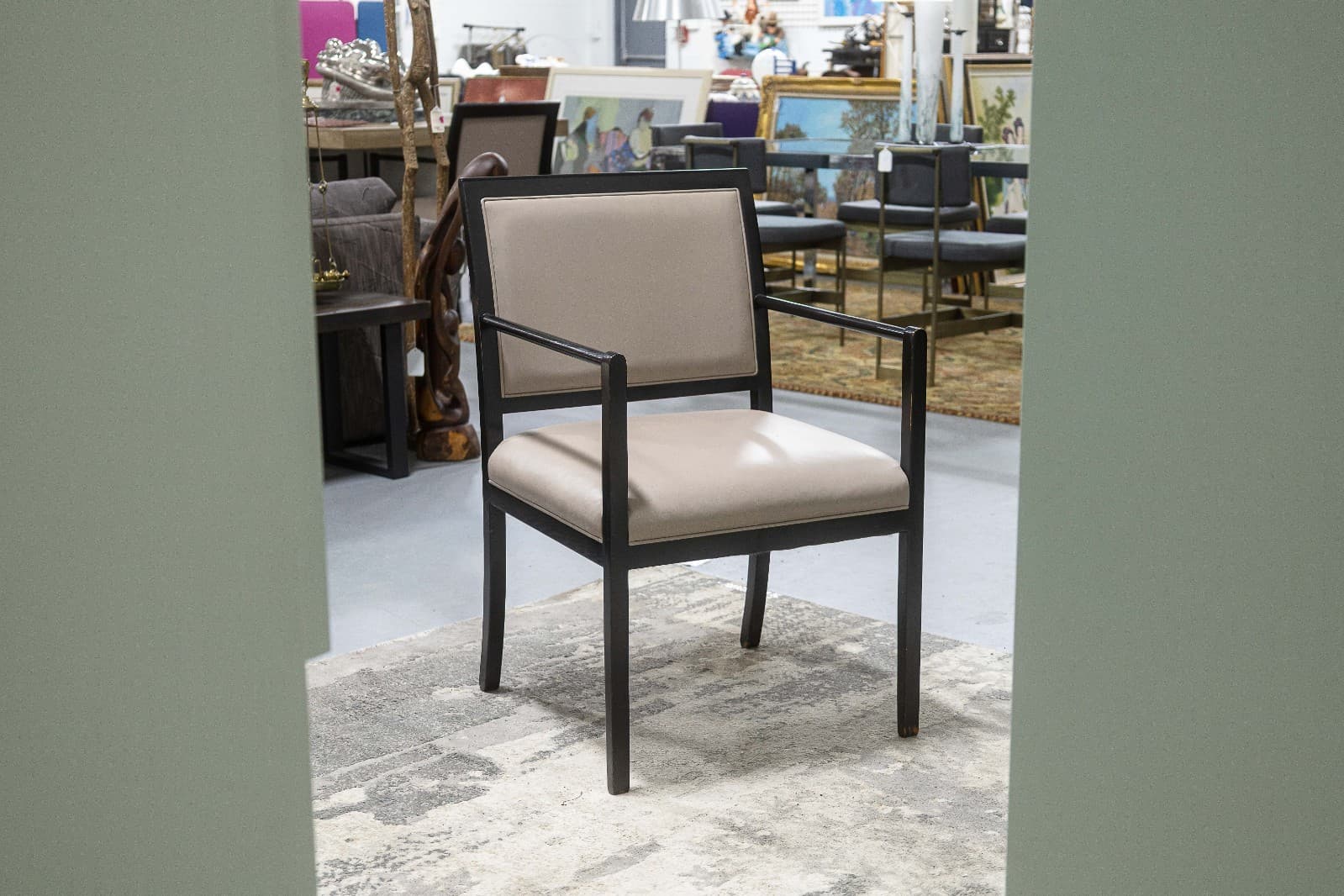 Ward Bennett for Brickel Associates Set of 4x Black Lacquer 1980s Armchairs - Thumbnail 3