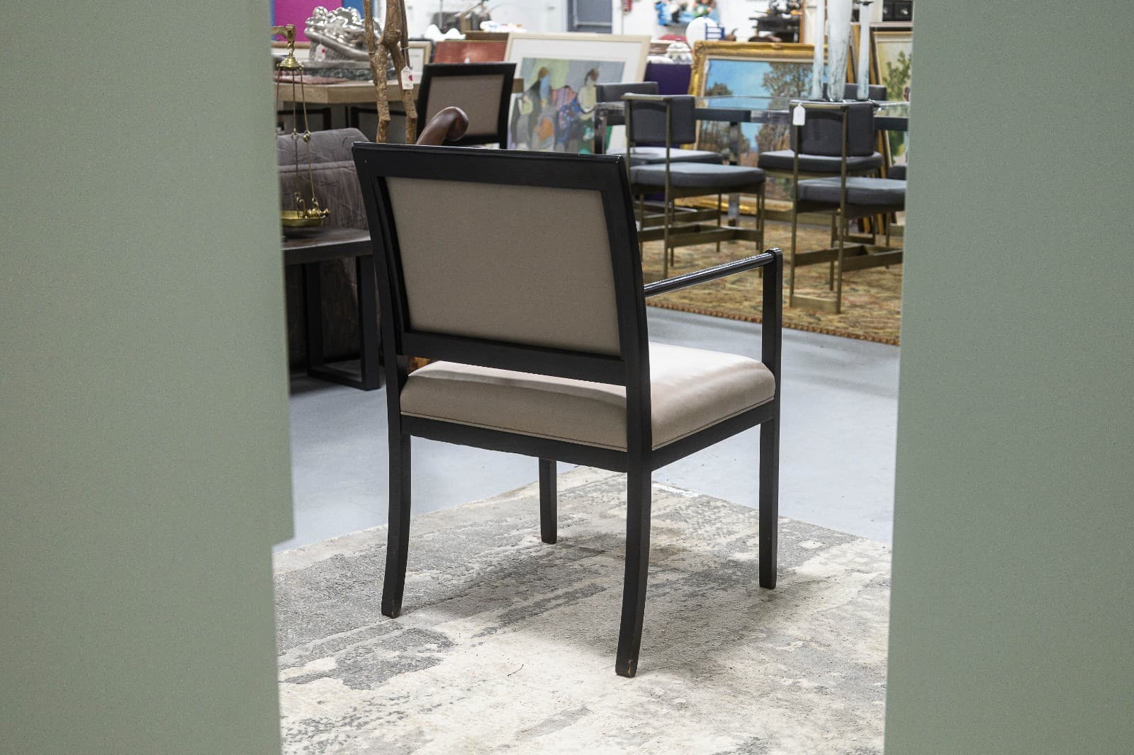 Ward Bennett for Brickel Associates Set of 4x Black Lacquer 1980s Armchairs - Thumbnail 5