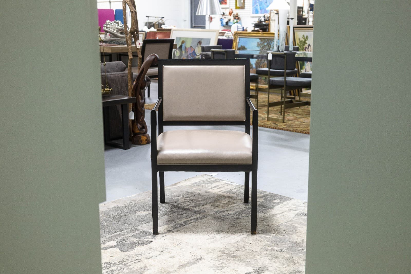 Ward Bennett for Brickel Associates Set of 4x Black Lacquer 1980s Armchairs - Thumbnail 2