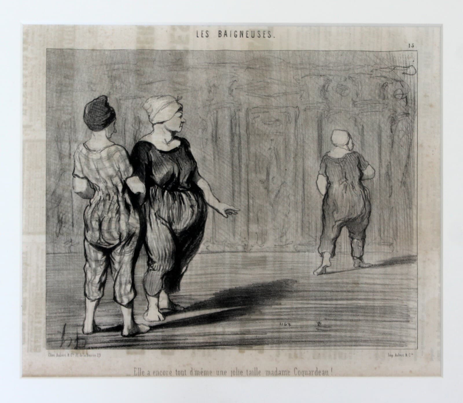 Antique 19th Century Honore Daumier Framed Les Baigneuses Etching 1800s - Thumbnail 2