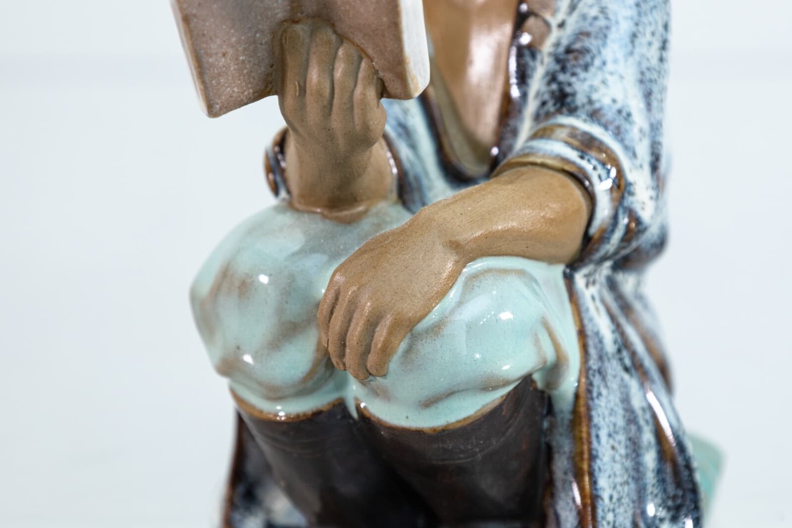 Vintage Chinese Scholar Mud Man Porcelain Glazed Pottery 20th Century - Thumbnail 5