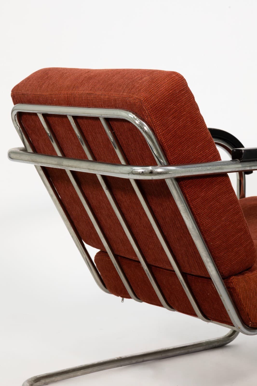 Bauhaus / Thonet Style Pair of Armchairs c. 1930s Tubular Steel with Red-Brown U - Thumbnail 5