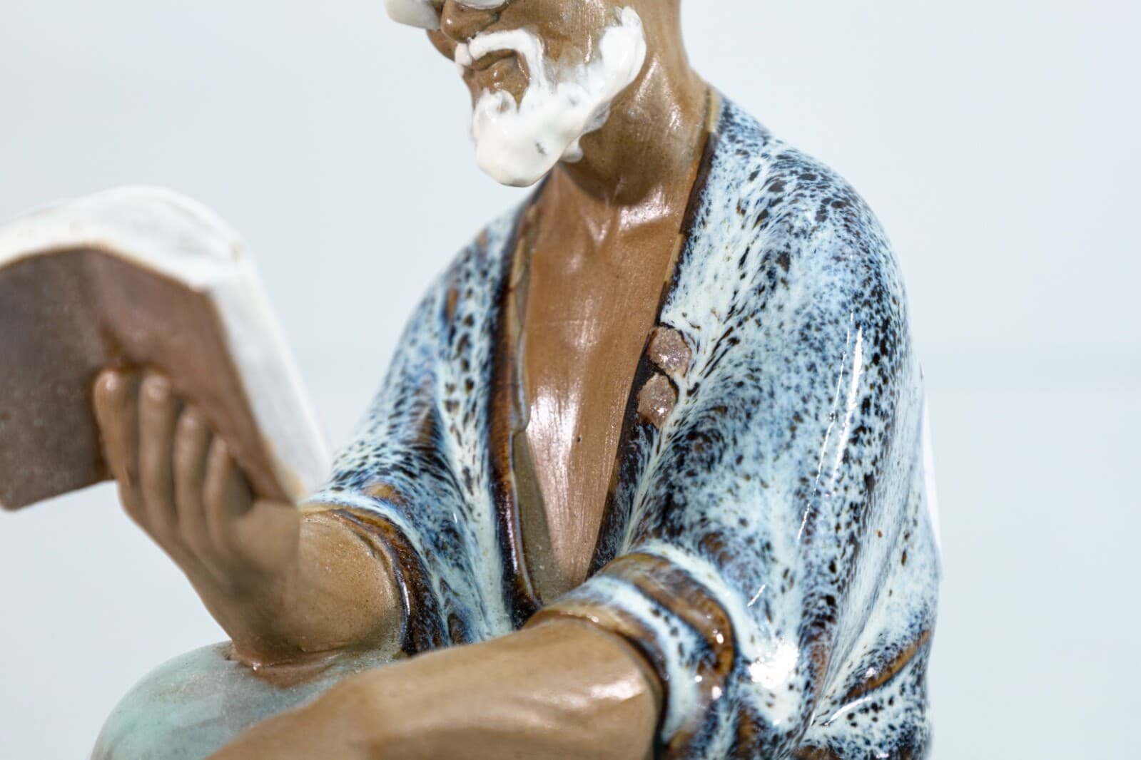 Vintage Chinese Scholar Mud Man Porcelain Glazed Pottery 20th Century - Thumbnail 4