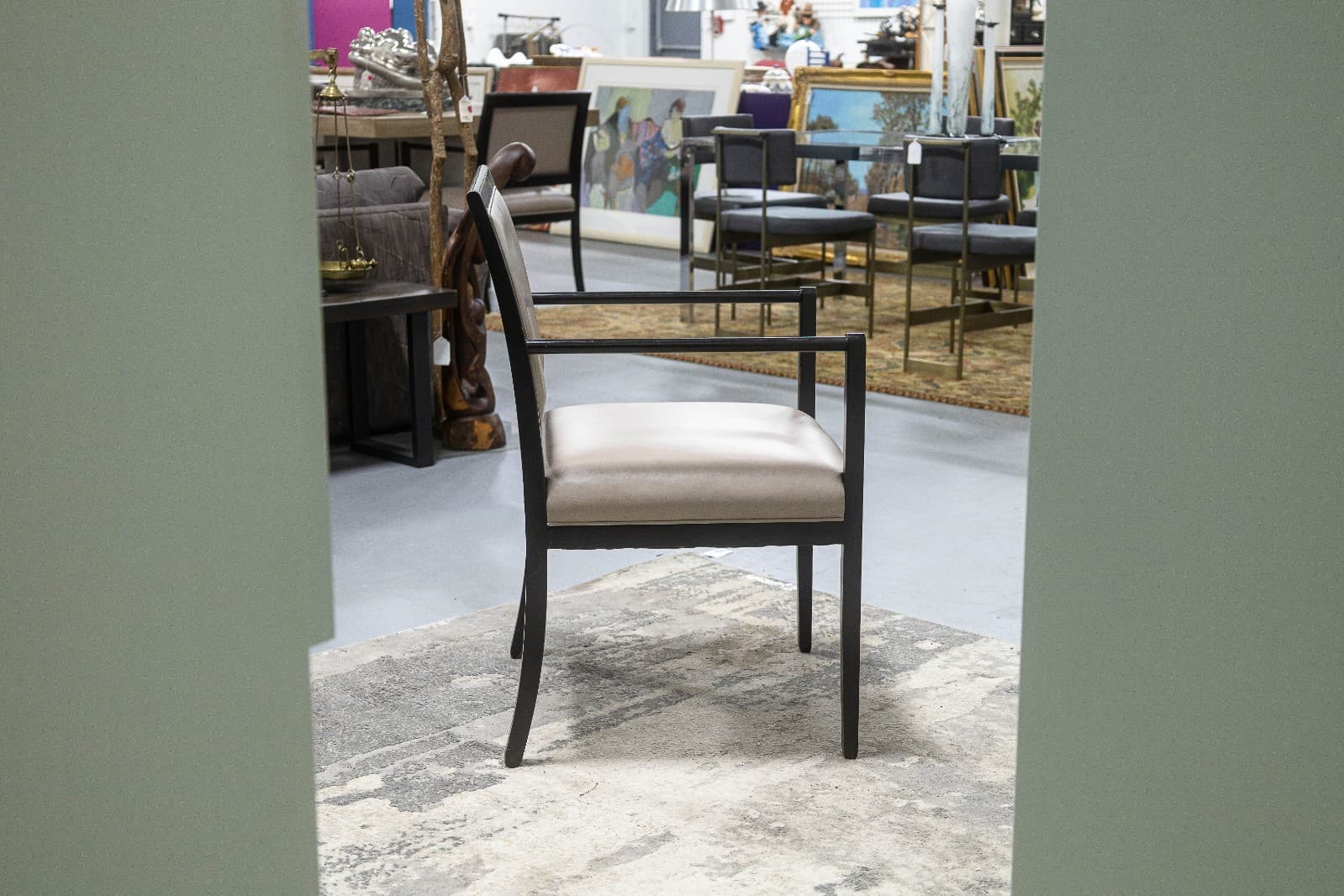 Ward Bennett for Brickel Associates Set of 4x Black Lacquer 1980s Armchairs - Thumbnail 4