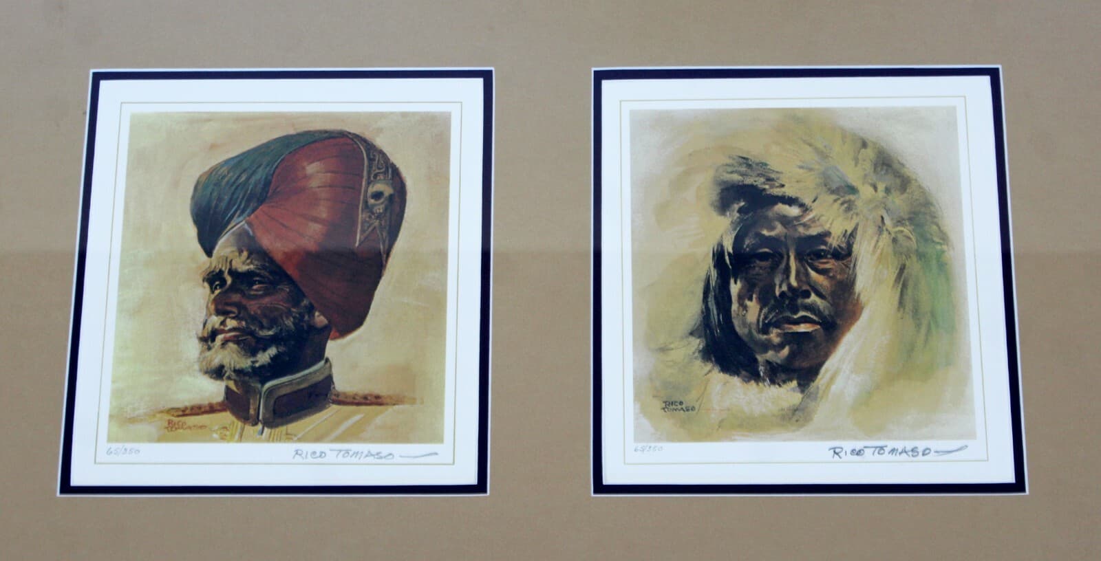 Mid Century Modern Rico Tomaso Framed Signed Lithograph of Natives 63/350 - Thumbnail 2