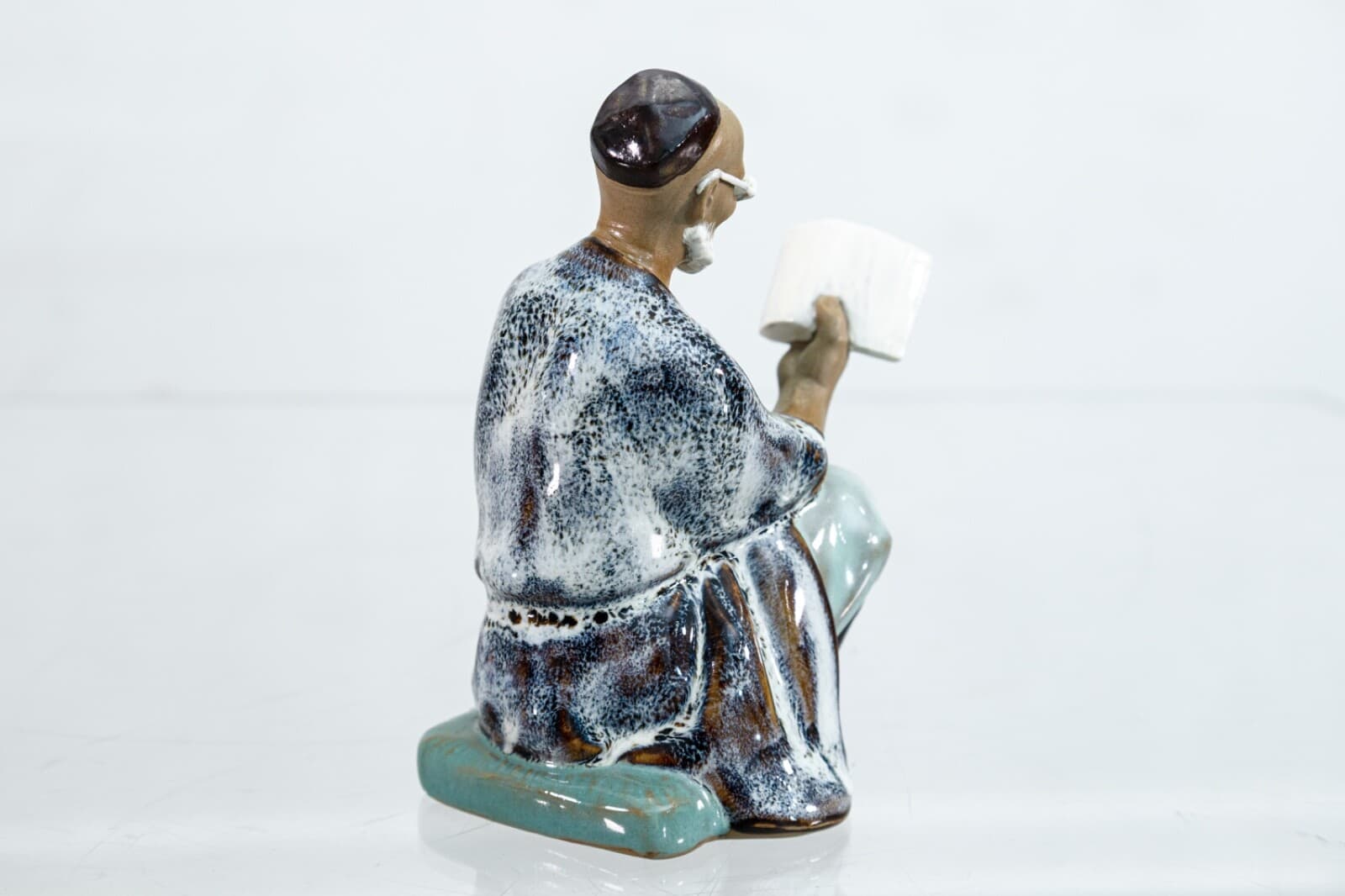 Vintage Chinese Scholar Mud Man Porcelain Glazed Pottery 20th Century - Thumbnail 2