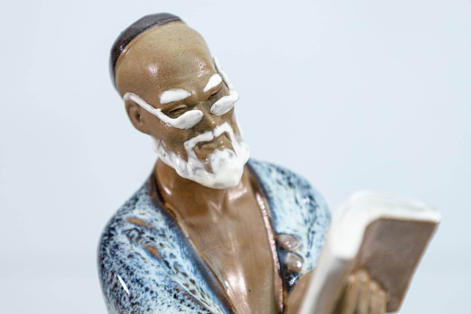 Vintage Chinese Scholar Mud Man Porcelain Glazed Pottery 20th Century - Thumbnail 3