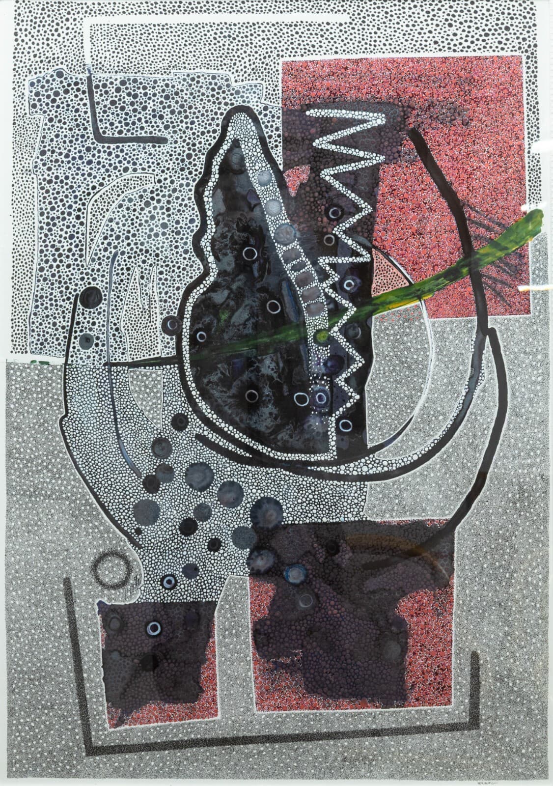 Paul Verburg Rufescent Signed Contemporary Pen and Ink Wash on Paper Framed - Thumbnail 2