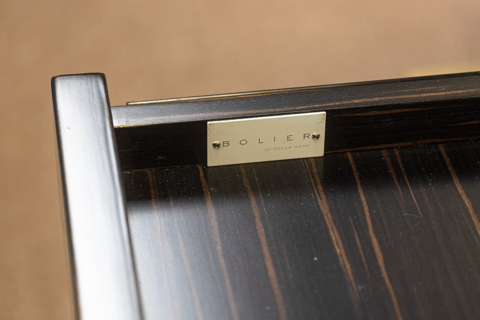 Decca Home Bolier Ebony Wood and Gunmetal X Base Contemporary Console Table - Thumbnail 5