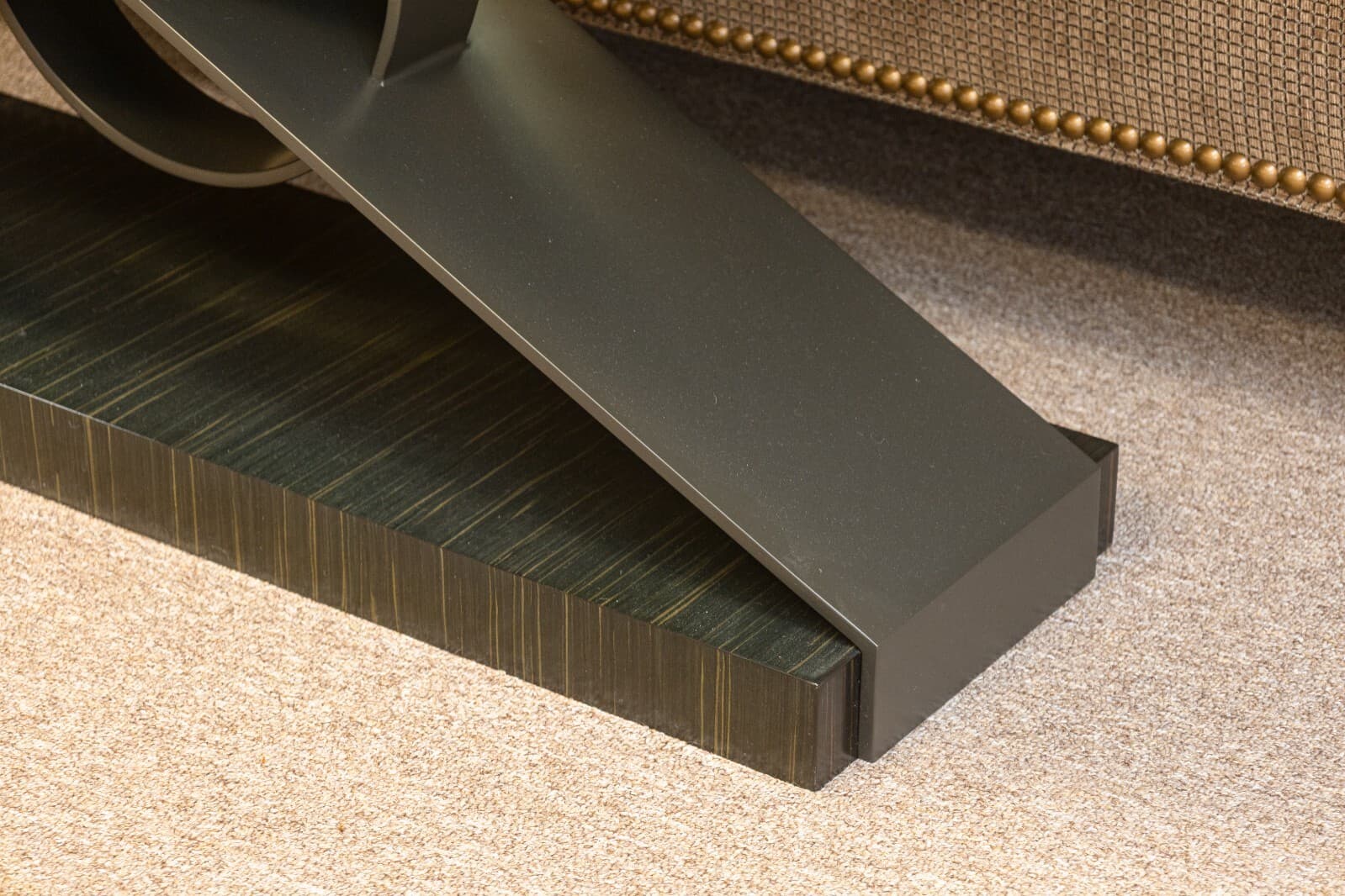 Decca Home Bolier Ebony Wood and Gunmetal X Base Contemporary Console Table - Thumbnail 8