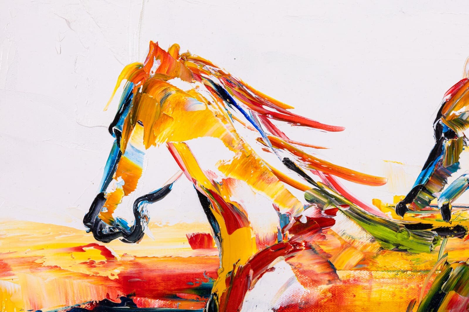 Laurie Pace Abstract Horses Signed Contemporary Western Oil Painting on Canvas - Thumbnail 2