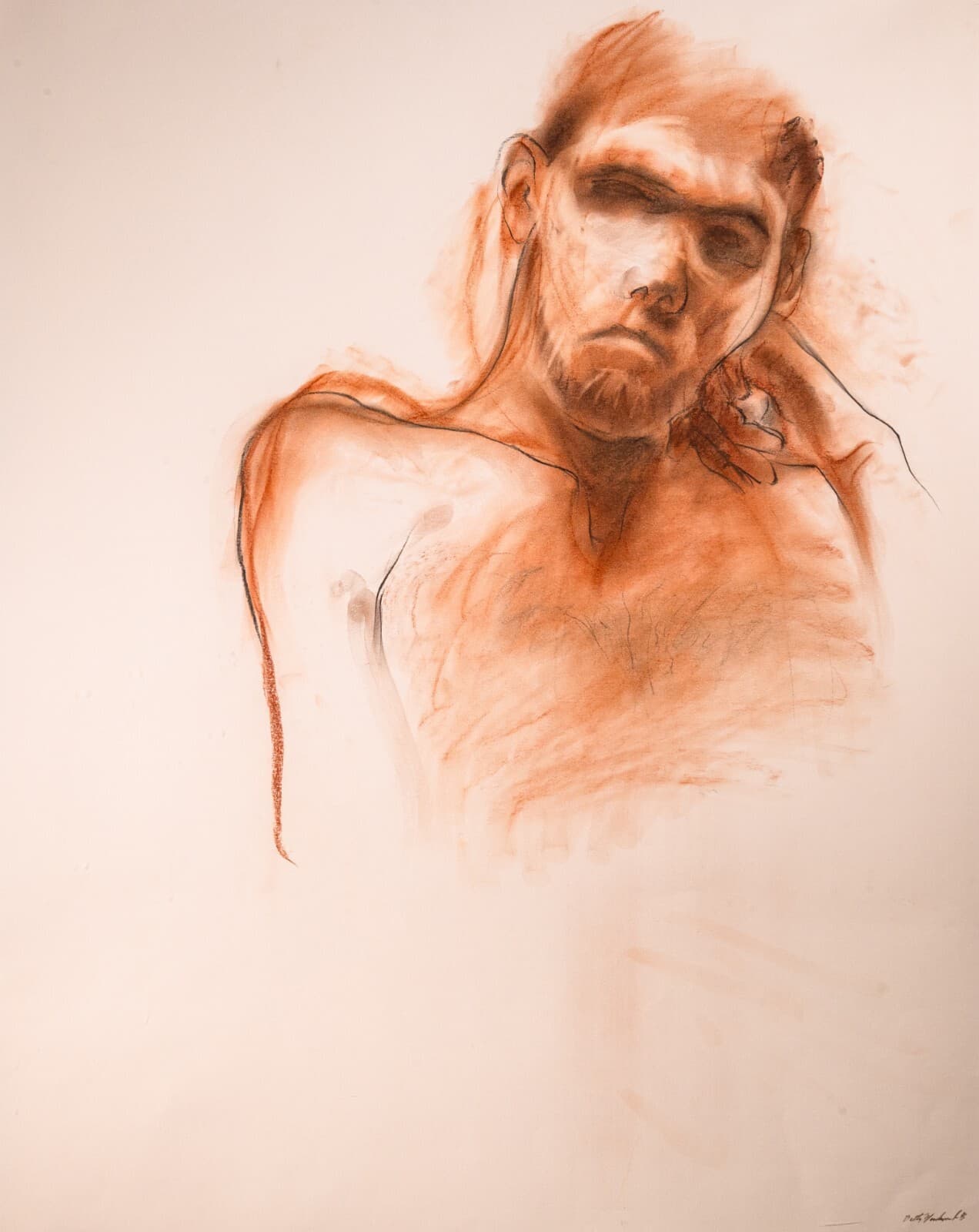 Betty Woodward-Bosley Wrath Signed Modern Figurative Drawing on Paper Framed - Thumbnail 2