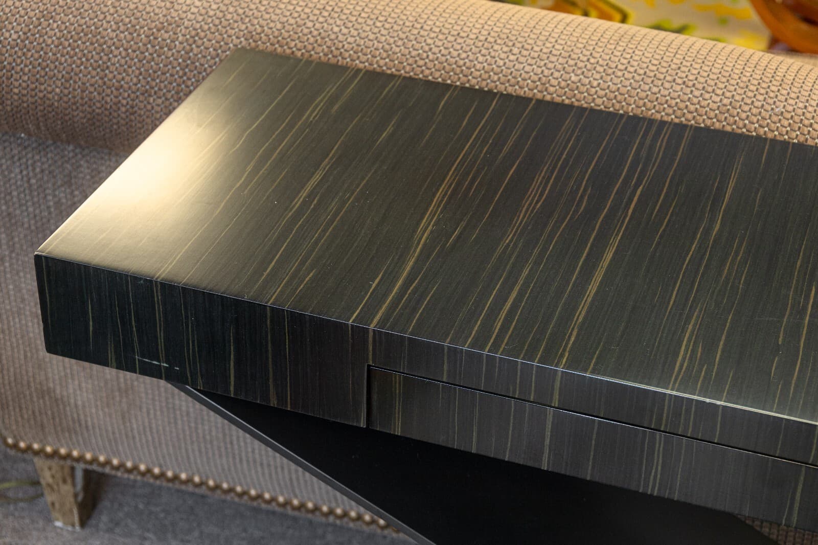 Decca Home Bolier Ebony Wood and Gunmetal X Base Contemporary Console Table - Thumbnail 3