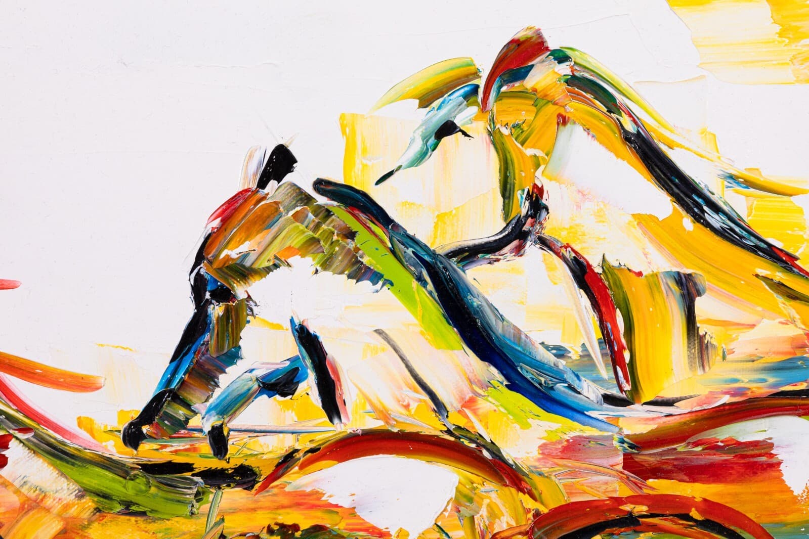 Laurie Pace Abstract Horses Signed Contemporary Western Oil Painting on Canvas - Thumbnail 3
