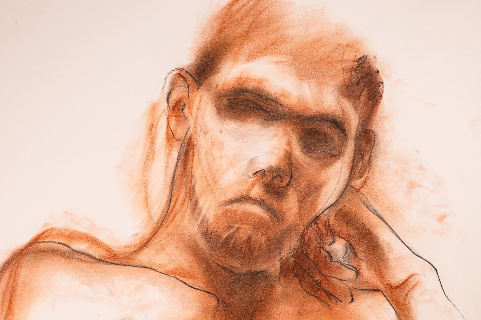 Betty Woodward-Bosley Wrath Signed Modern Figurative Drawing on Paper Framed - Thumbnail 3