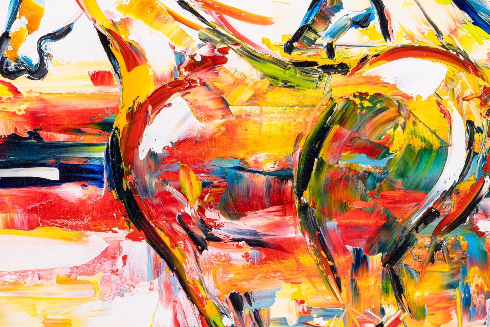 Laurie Pace Abstract Horses Signed Contemporary Western Oil Painting on Canvas - Thumbnail 5